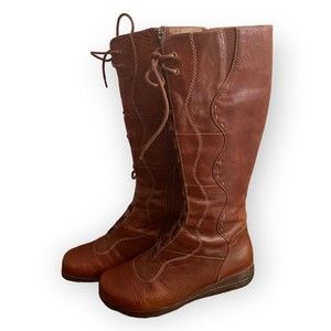Dansko Penelope Knee High Lace Up Boots Brown Size 37